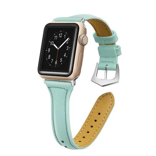 Silver buckle Slim Band, Cow Leather Strap iWatch Series
