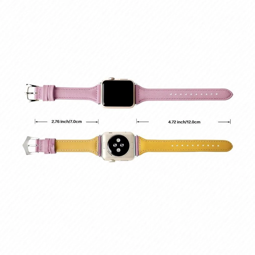 Silver buckle Slim Band, Cow Leather Strap iWatch Series