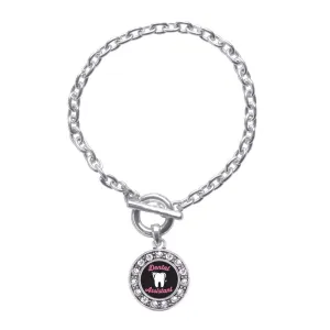 Silver Dental Assistant Circle Charm Toggle Bracelet