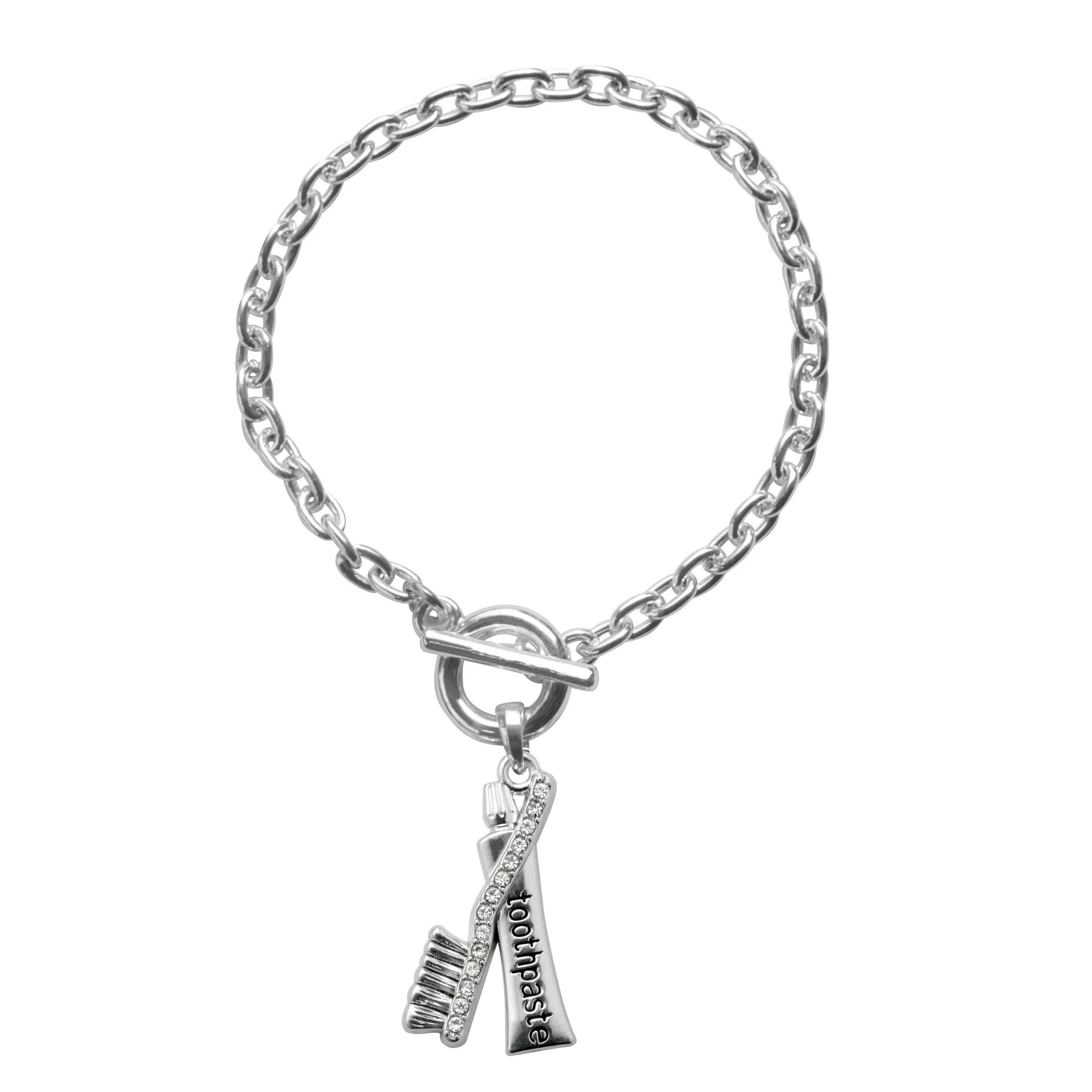Silver Dental Charm Toggle Bracelet