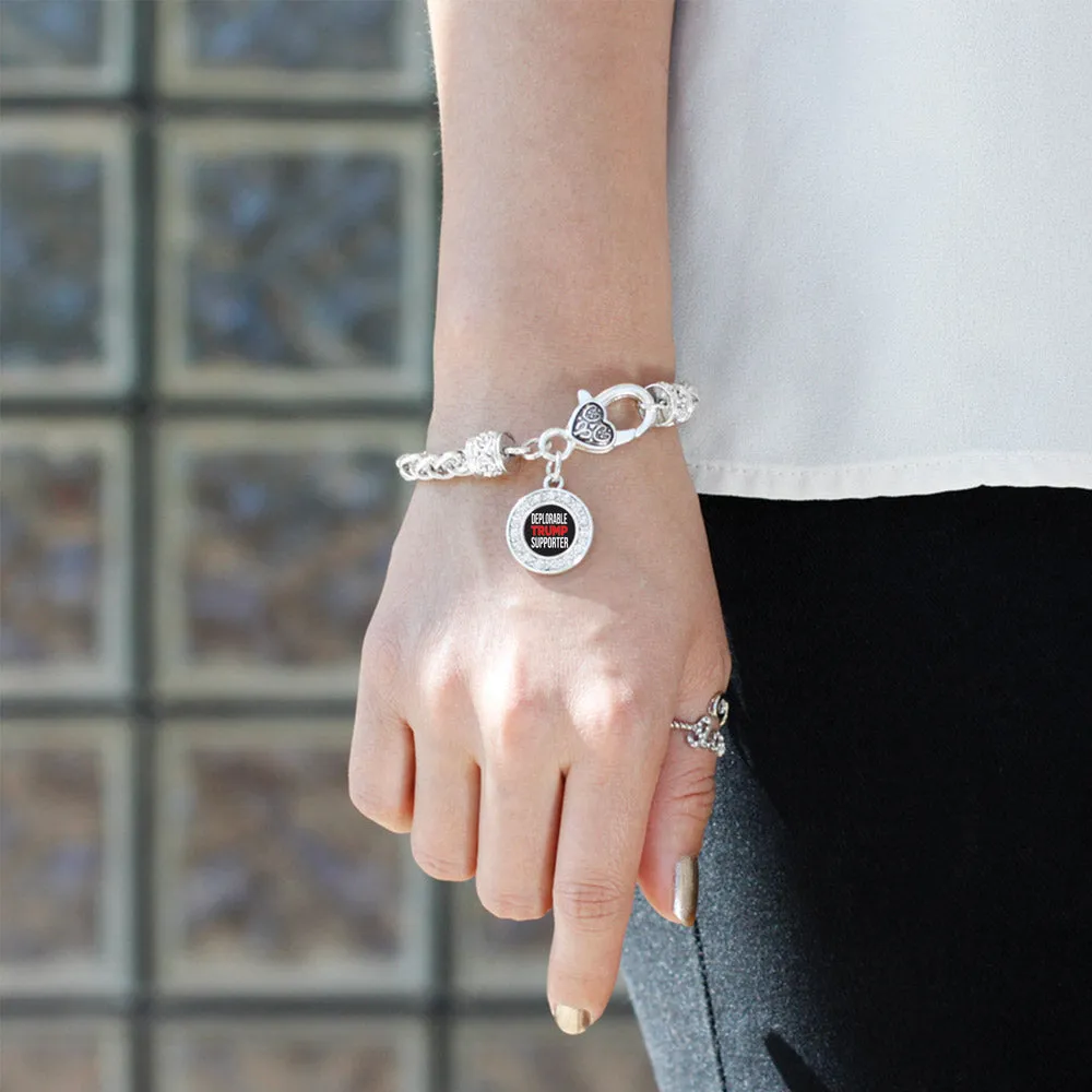 Silver Deplorable Trump Supporter Circle Charm Braided Bracelet