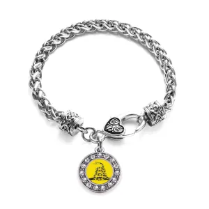 Silver Don't Tread on Me Circle Charm Braided Bracelet