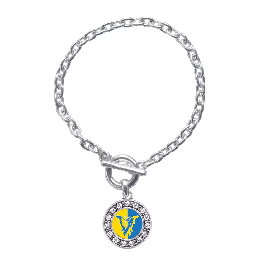 Silver Down Syndrome Awareness Circle Charm Toggle Bracelet