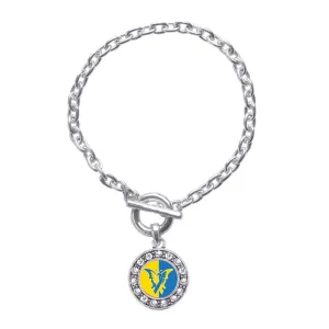 Silver Down Syndrome Awareness Circle Charm Toggle Bracelet
