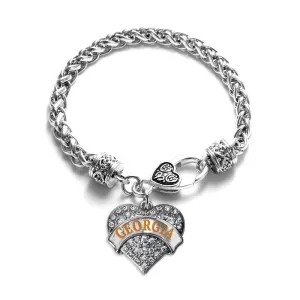 Silver Georgia Pave Heart Charm Braided Bracelet