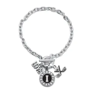 Silver Golf - Sports Initial I Circle Charm Toggle Bracelet