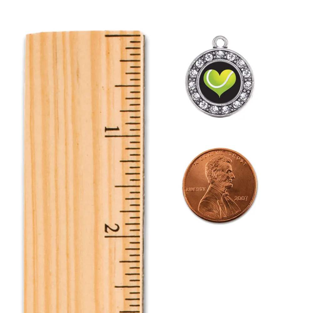 Silver Heart Of A Tennis Player Circle Charm Toggle Bracelet