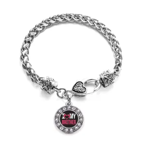 Silver I Love My Brother Circle Charm Braided Bracelet