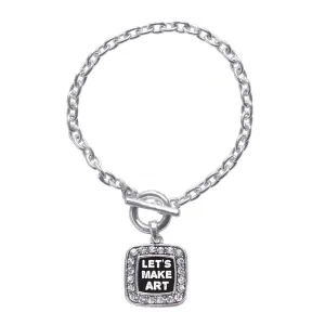 Silver Let's Make Art Square Charm Toggle Bracelet