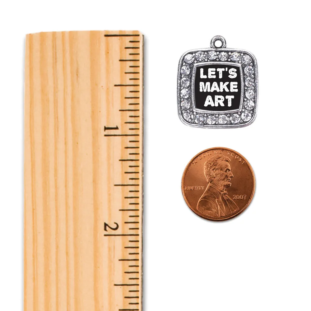 Silver Let's Make Art Square Charm Toggle Bracelet
