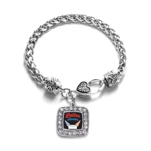Silver Letter Carrier Square Charm Braided Bracelet