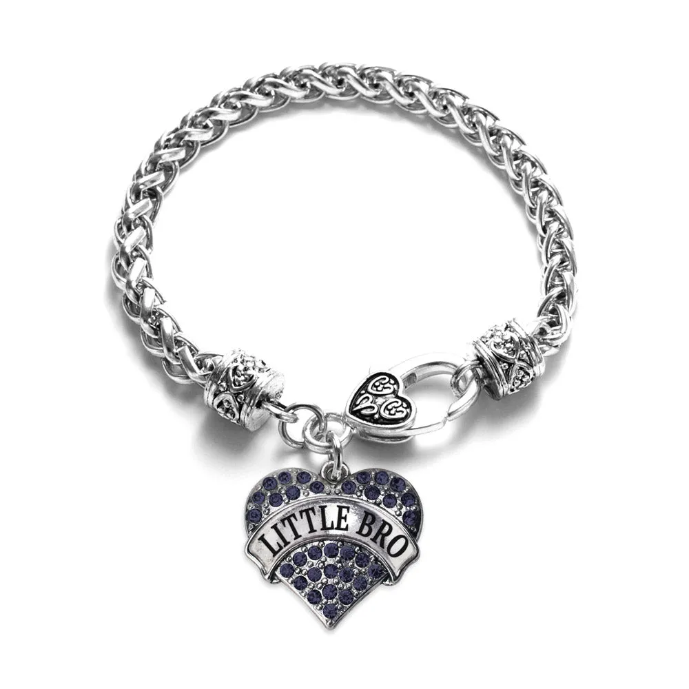 Silver Little Bro Navy Blue Blue Pave Heart Charm Braided Bracelet