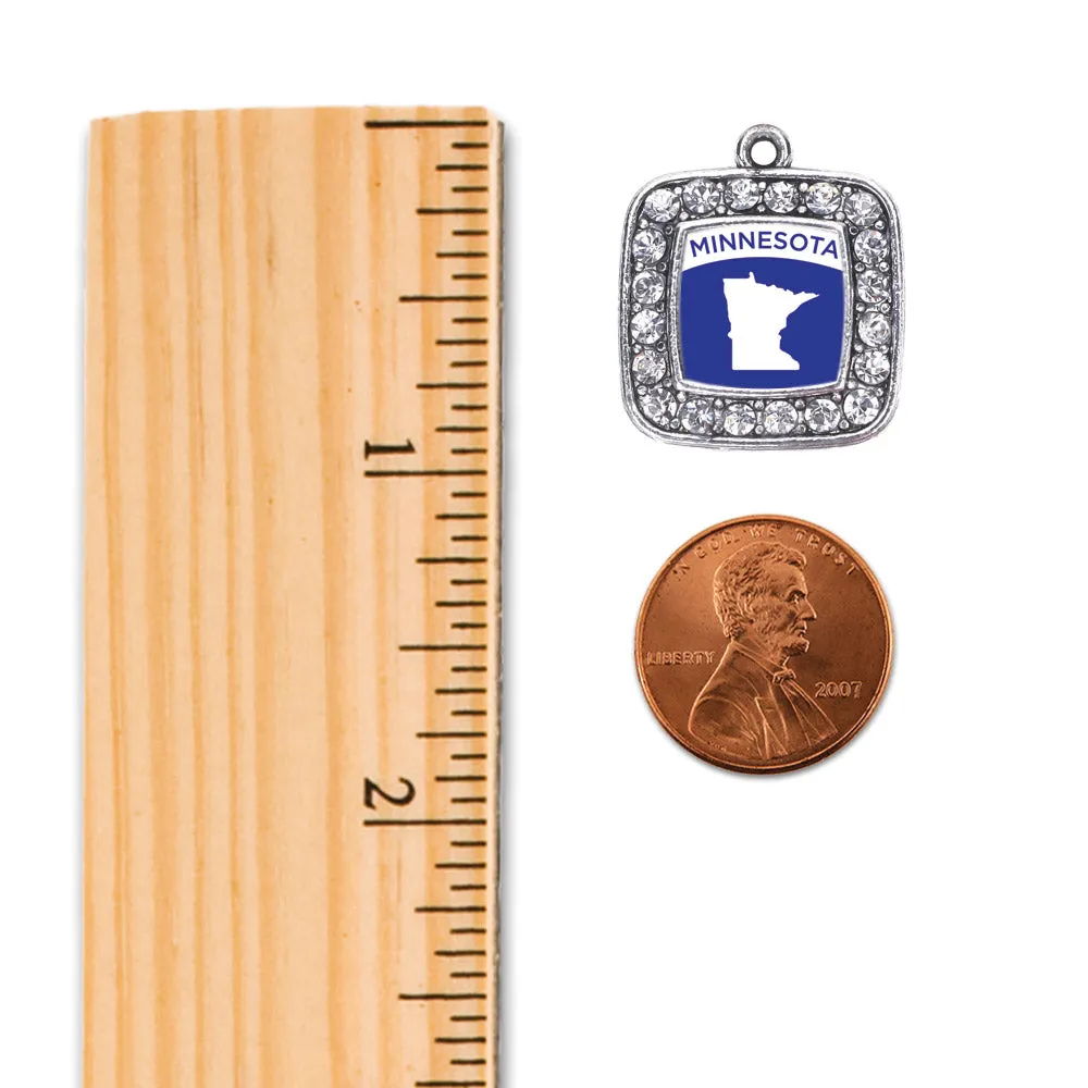 Silver Minnesota Outline Square Charm Toggle Bracelet