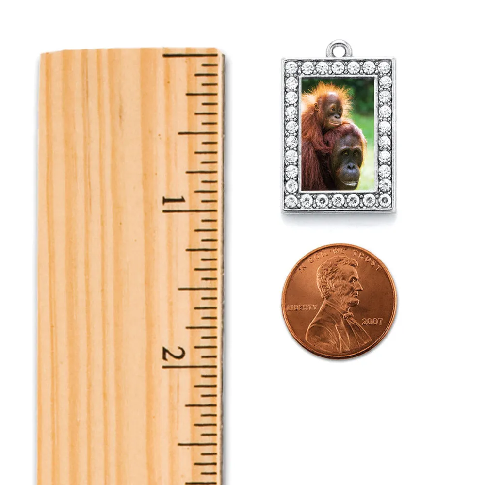 Silver Momma and Baby Orangutans Rectangle Charm Toggle Bracelet