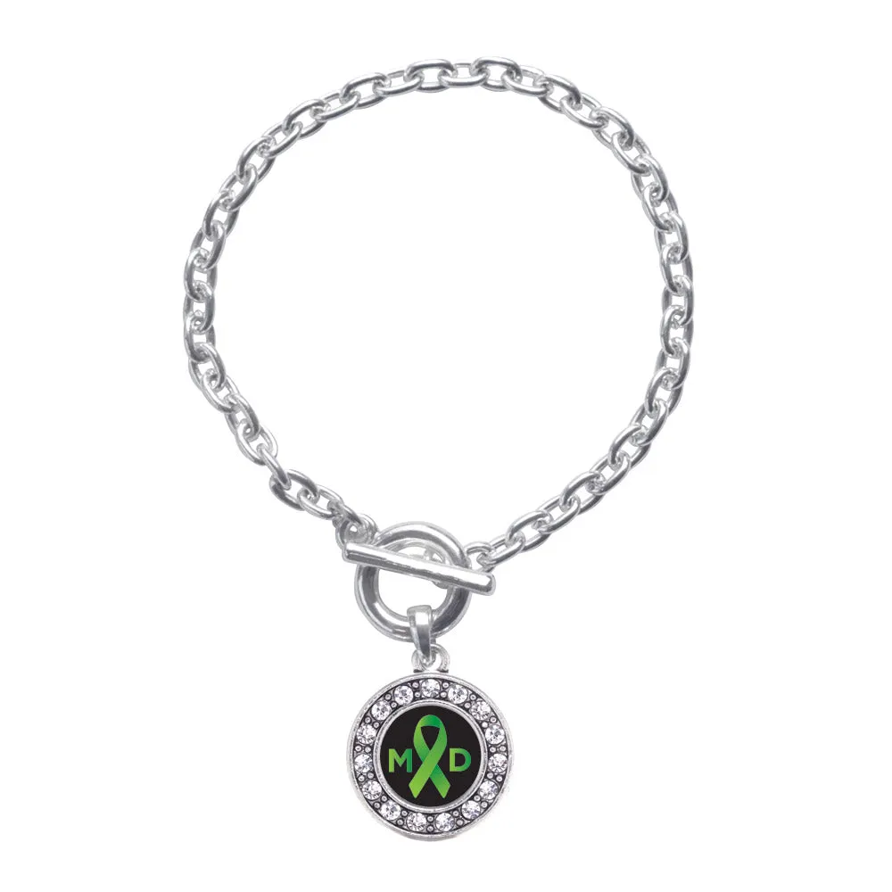 Silver Muscular Dystrophy Circle Charm Toggle Bracelet