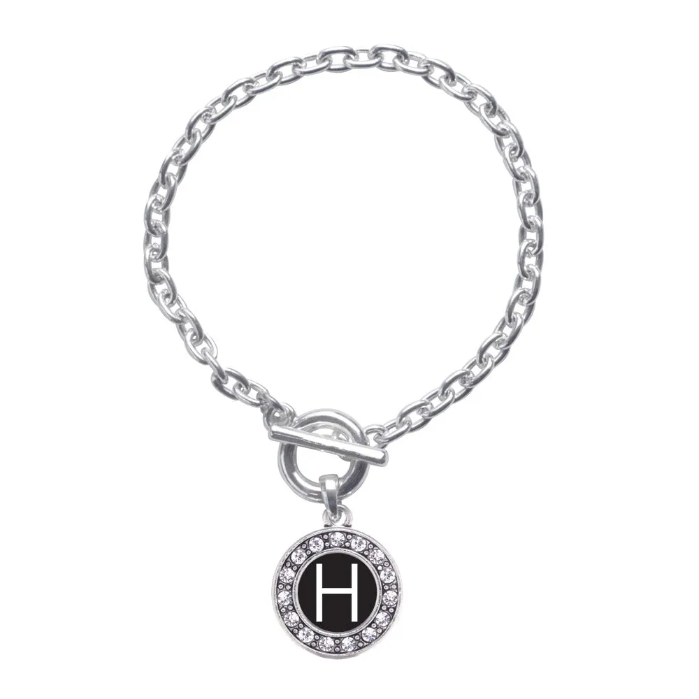 Silver My Initials - Letter H Circle Charm Toggle Bracelet