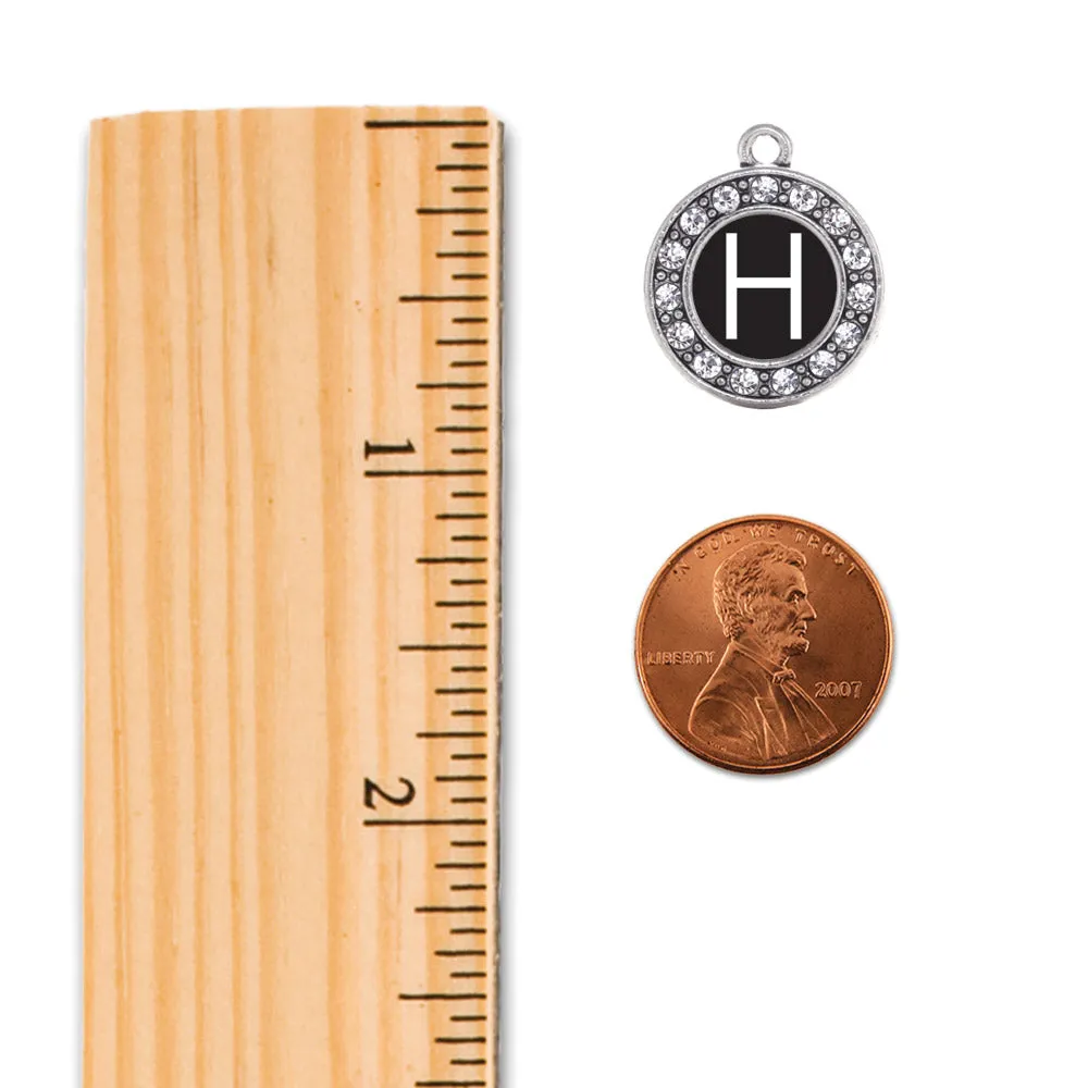 Silver My Initials - Letter H Circle Charm Toggle Bracelet