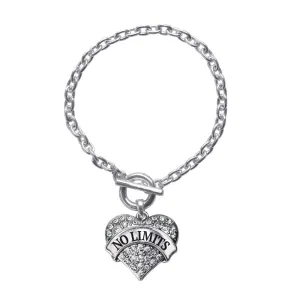Silver No Limits Pave Heart Charm Toggle Bracelet