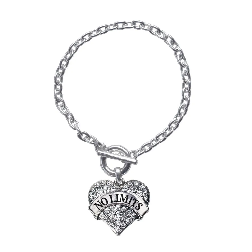 Silver No Limits Pave Heart Charm Toggle Bracelet
