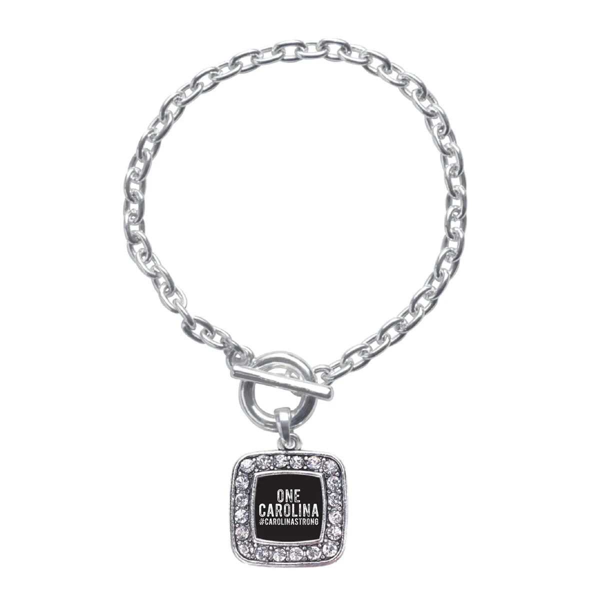 Silver One Carolina - #CarolinaStrong Square Charm Toggle Bracelet