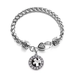 Silver One Piece at a Time Autism Awareness Circle Charm Braided Bracelet