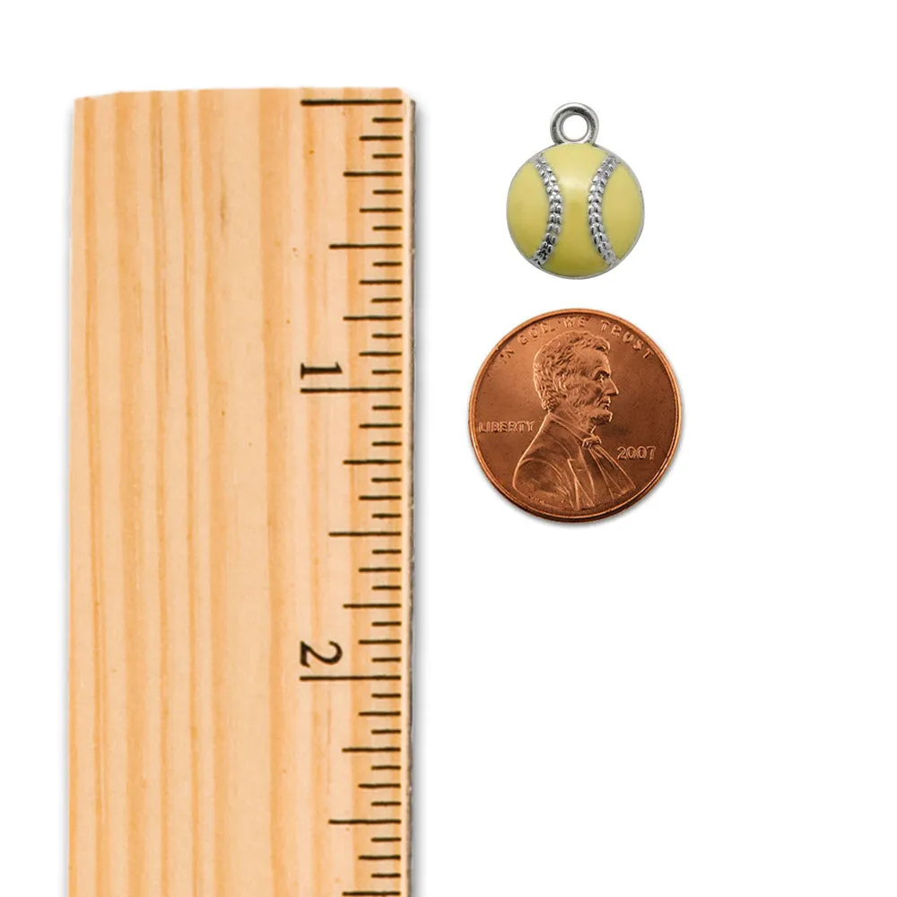 Silver Petite Softball Charm Braided Bracelet