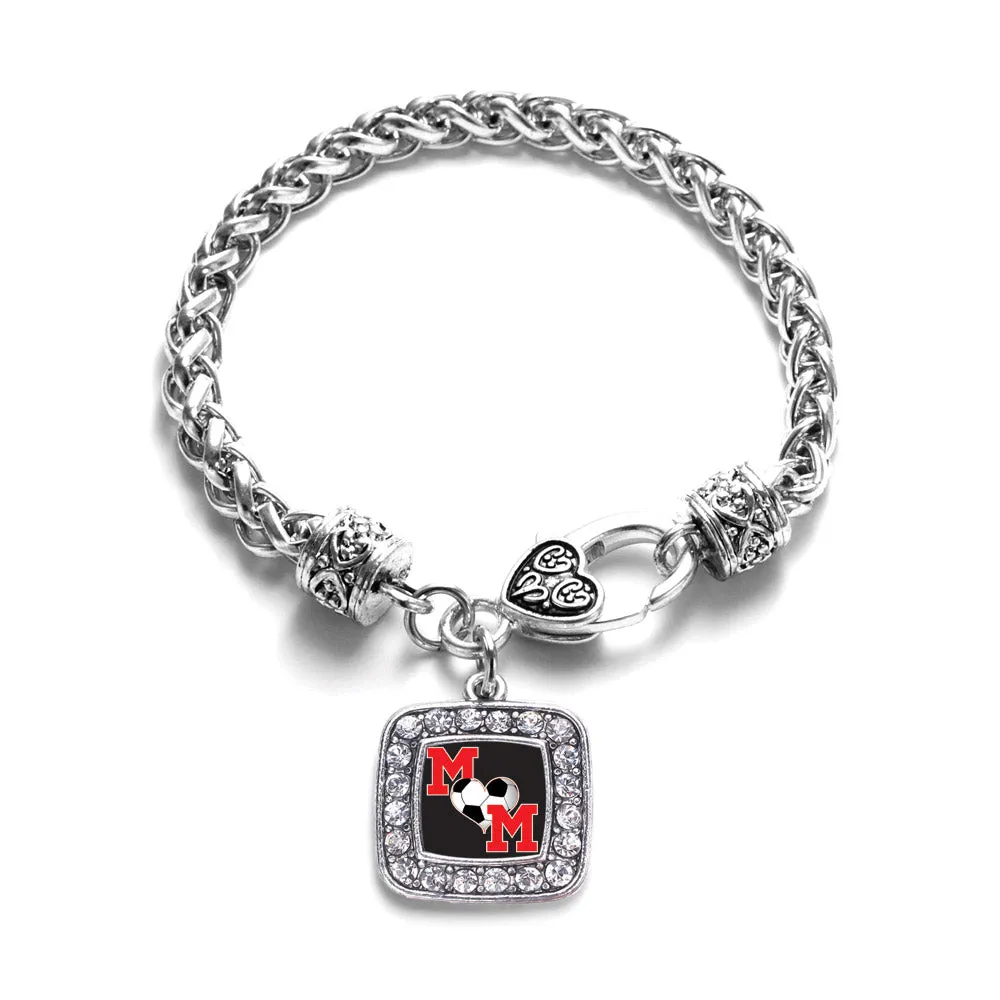 Silver Soccer Mom Square Charm Braided Bracelet