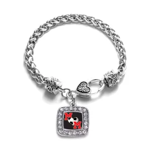 Silver Soccer Mom Square Charm Braided Bracelet