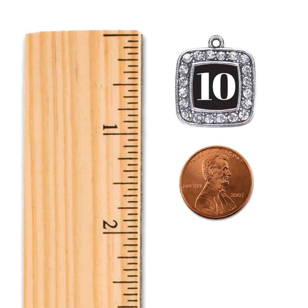 Silver Sport Number 10 Square Charm Toggle Bracelet