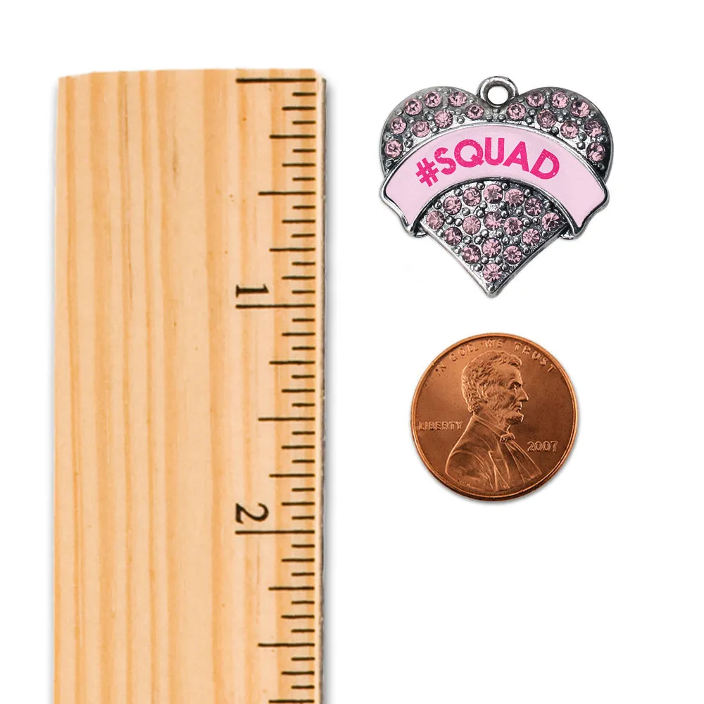 Silver #SQUAD Candy Pink Pink Pave Heart Charm Braided Bracelet
