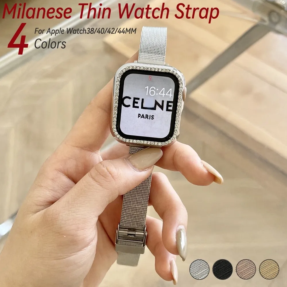 Slim High-Quality Steel Metal Strap Series 8 7 6 5  Wristband