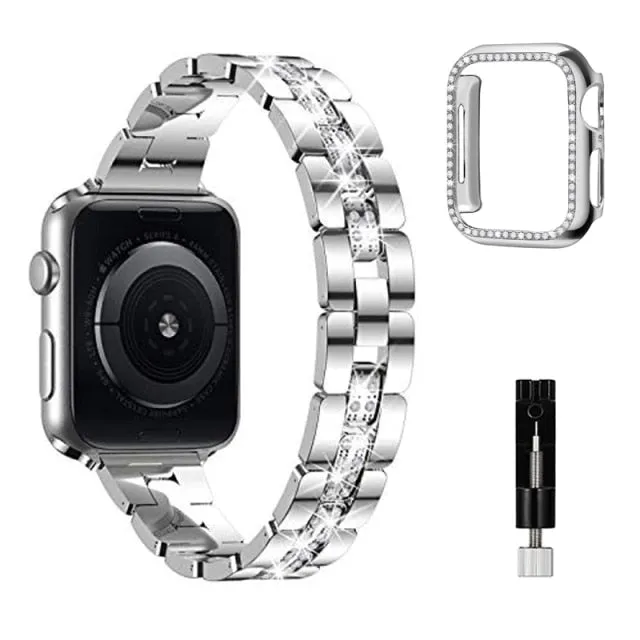 Stainless Steel For Series 6 5 4 Women's Luxury Diamond Strap Case