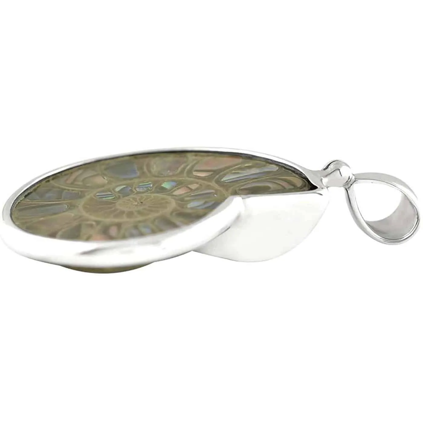Starborn Sterling Silver Ammonite with Abalone Shell Inlay Pendant