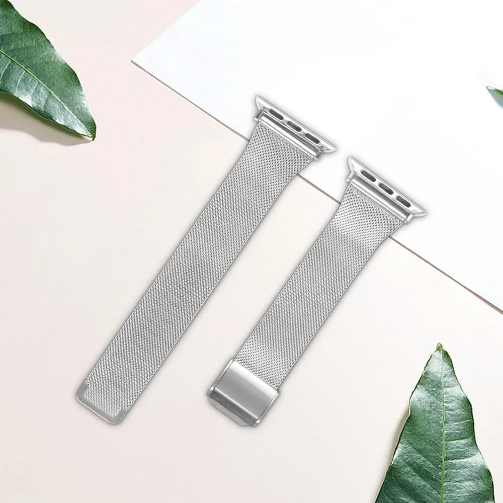 Strap & bling Case For Apple Series 8 7 44mm 45mm Milanese Steel Metal