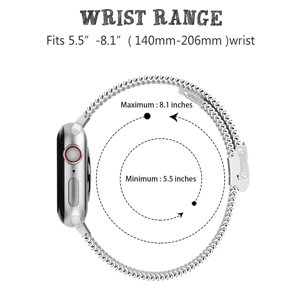 Strap & bling Case For Apple Series 8 7 44mm 45mm Milanese Steel Metal