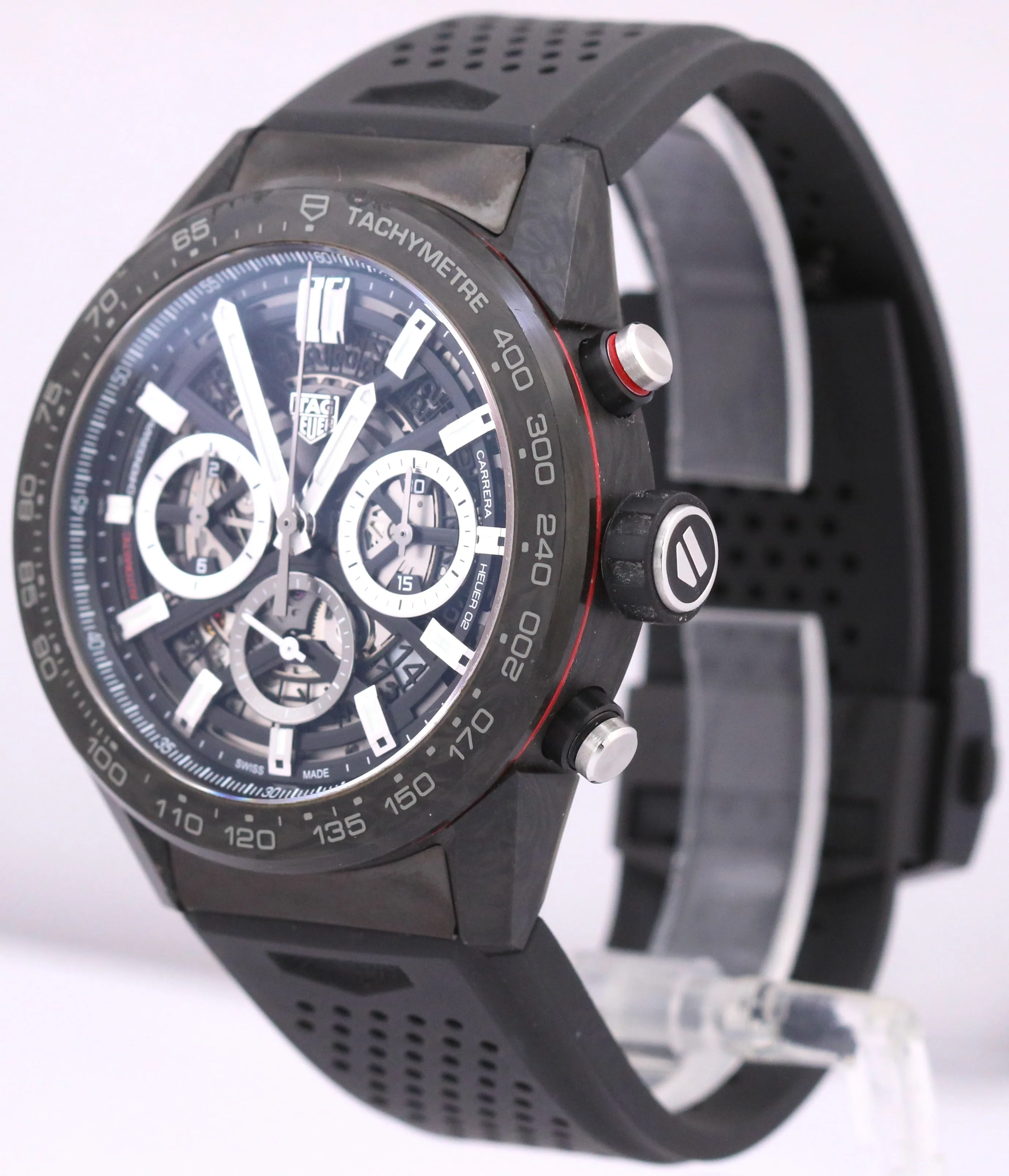 Tag Heuer Carrera SKELETON Chronograph Rubber CARBON 45mm CBG2A91.FT6173 BOX