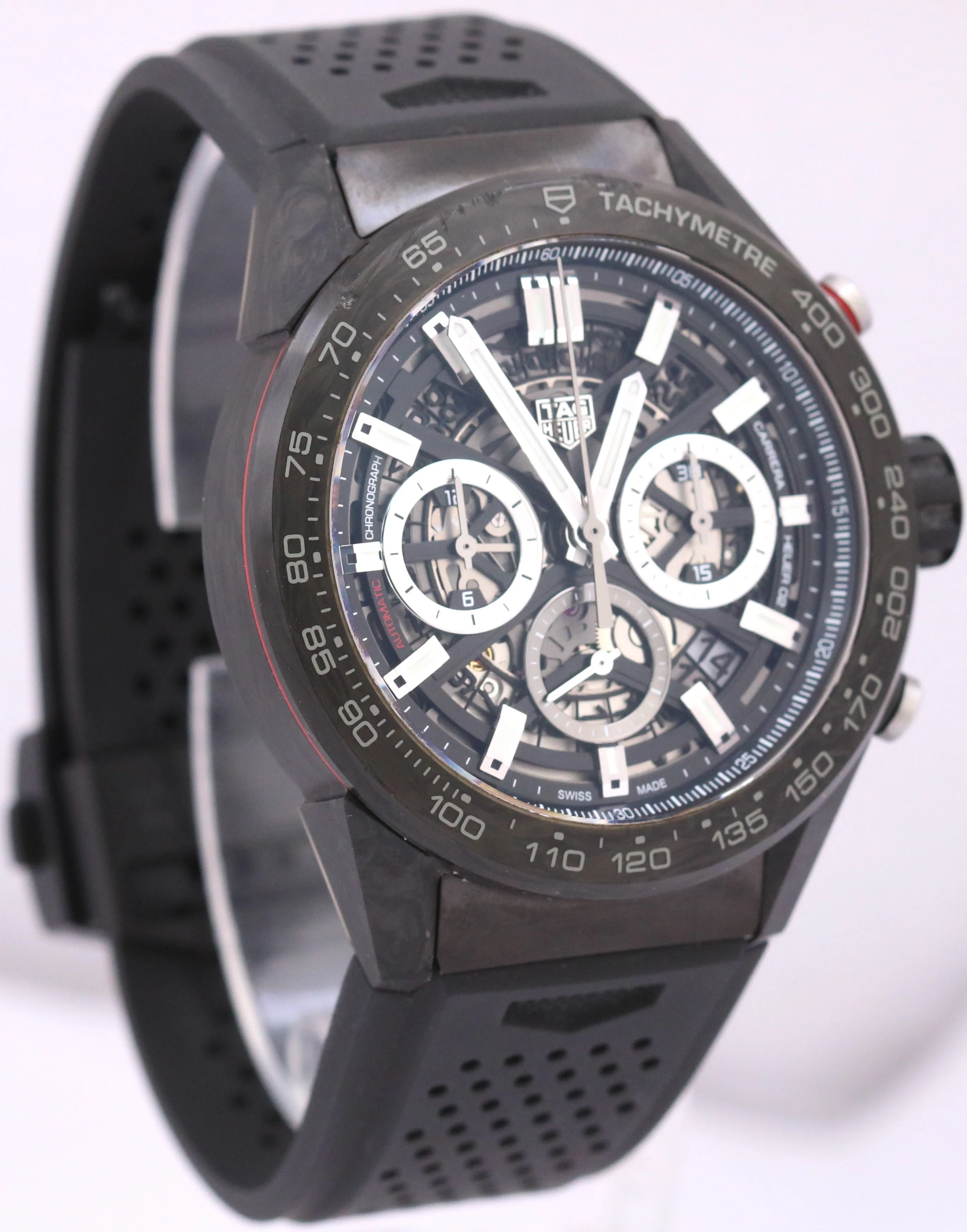 Tag Heuer Carrera SKELETON Chronograph Rubber CARBON 45mm CBG2A91.FT6173 BOX