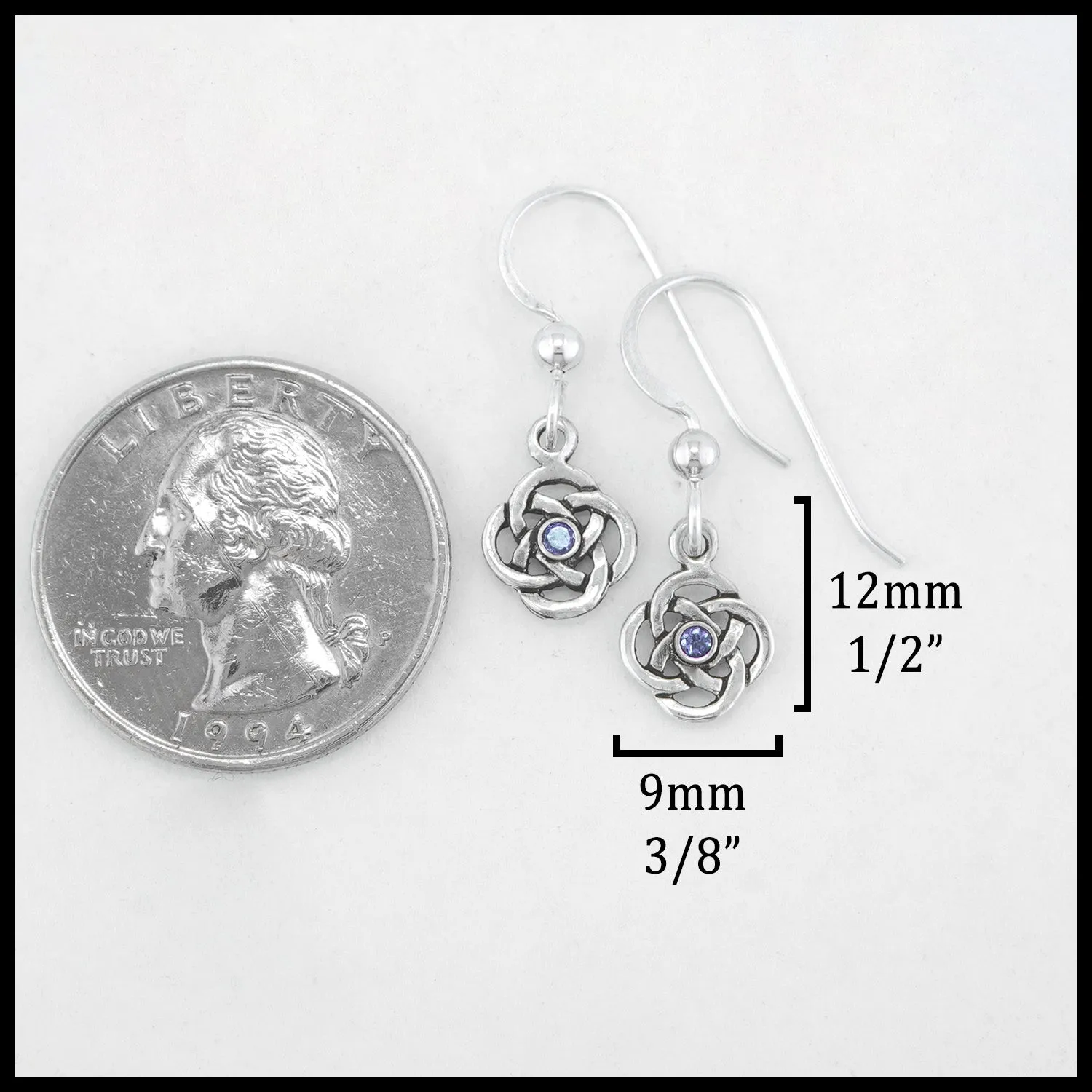 Tanzanite Josephine's Knot Celtic Drop Earrings in Sterling Silver