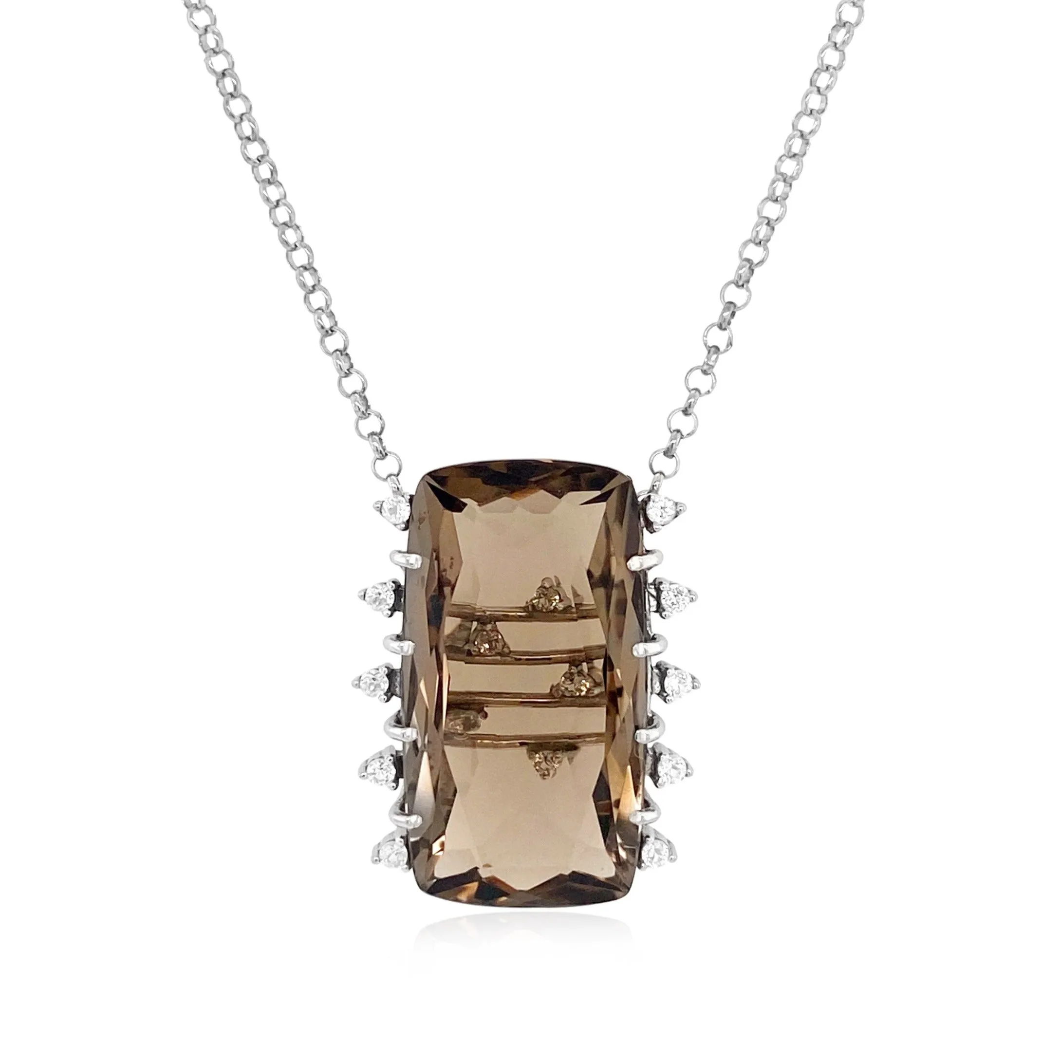 TRANSPARENZA Necklace (0802) - Smoky Quartz / SS