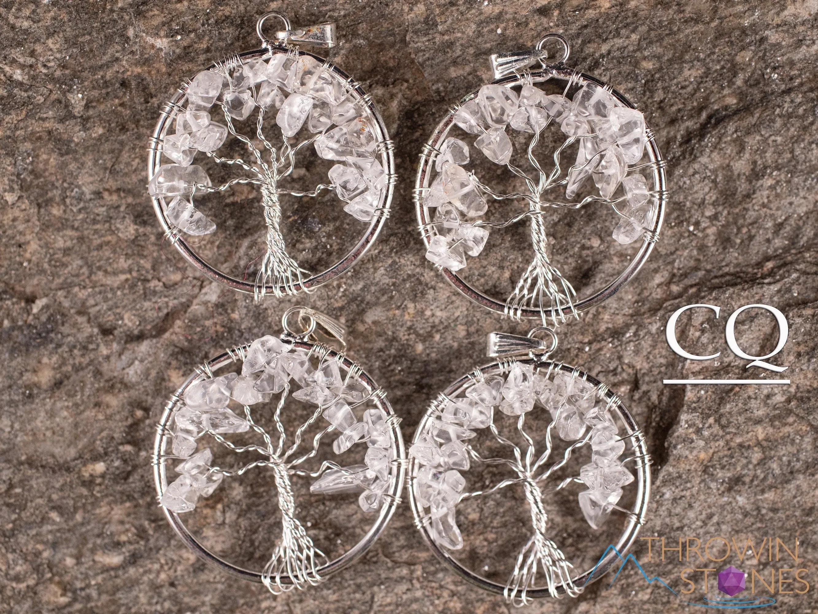 Tree of Life Pendant, Crystal Pendant - Amethyst, Smoky Clear Rose Quartz - Handmade Jewelry, Wire Wrapped Jewelry, E1998