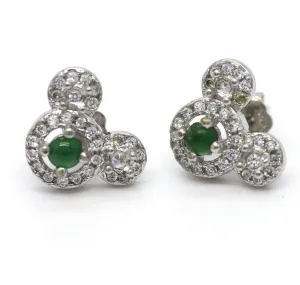 Type A Jadeite Jade Earrings s925 Silver Inlay LR-8MWZ-Z98K