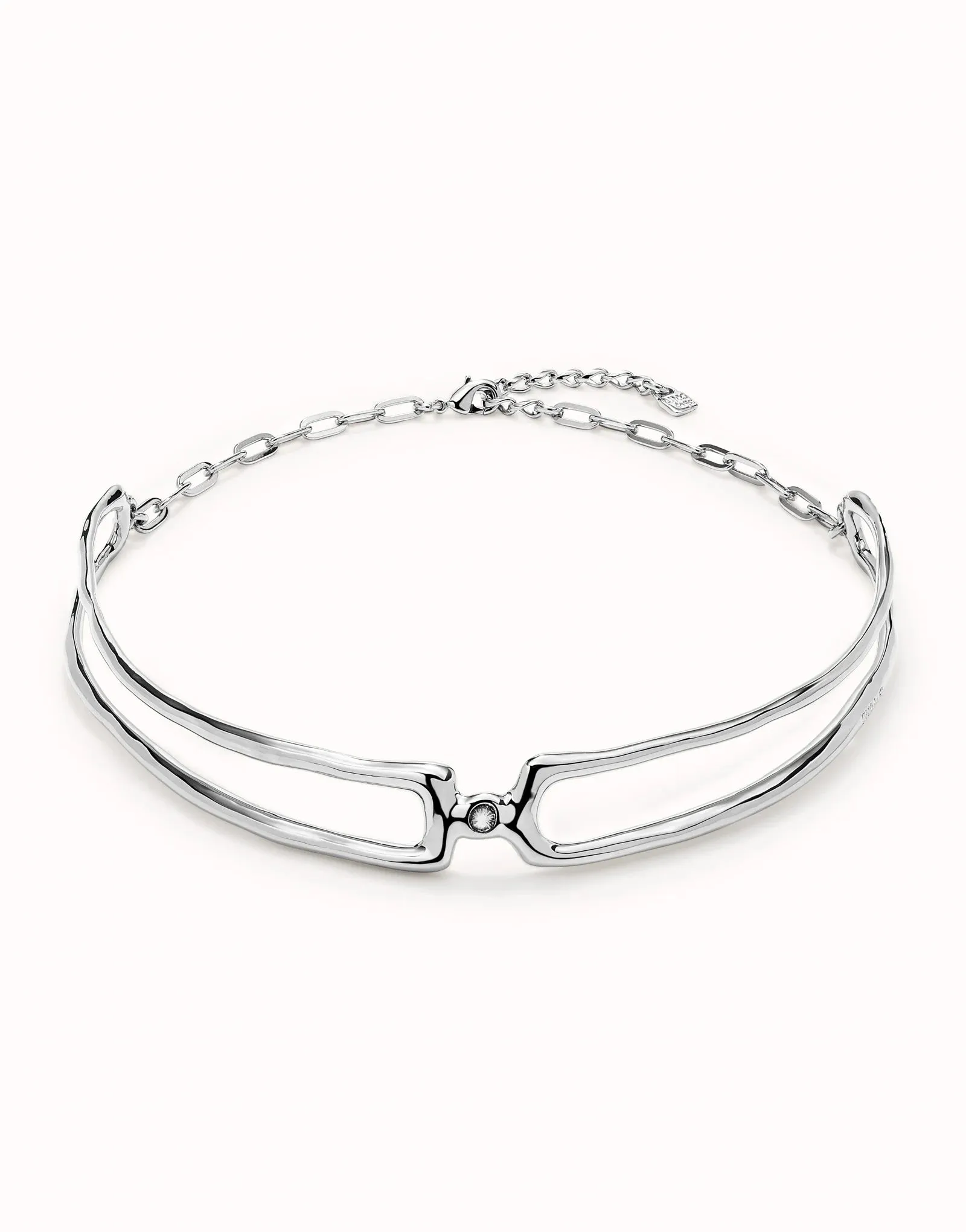 UNOde50 Double Sterling silver-plated Necklace with White Topaz