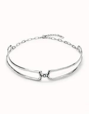 UNOde50 Double Sterling silver-plated Necklace with White Topaz