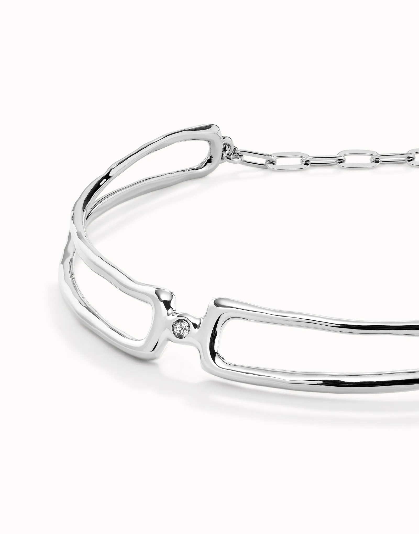 UNOde50 Double Sterling silver-plated Necklace with White Topaz