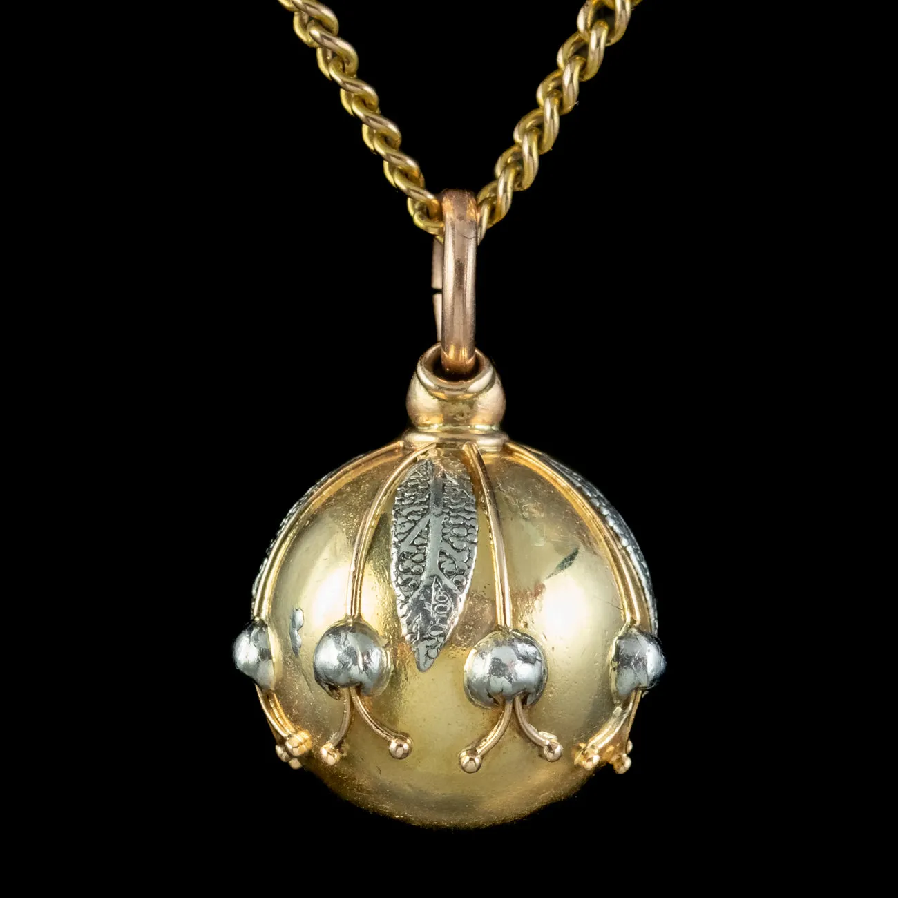 Vintage Orb Pendant Necklace 15ct Gold Platinum