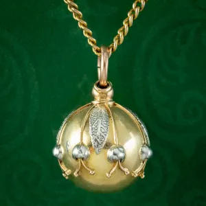 Vintage Orb Pendant Necklace 15ct Gold Platinum