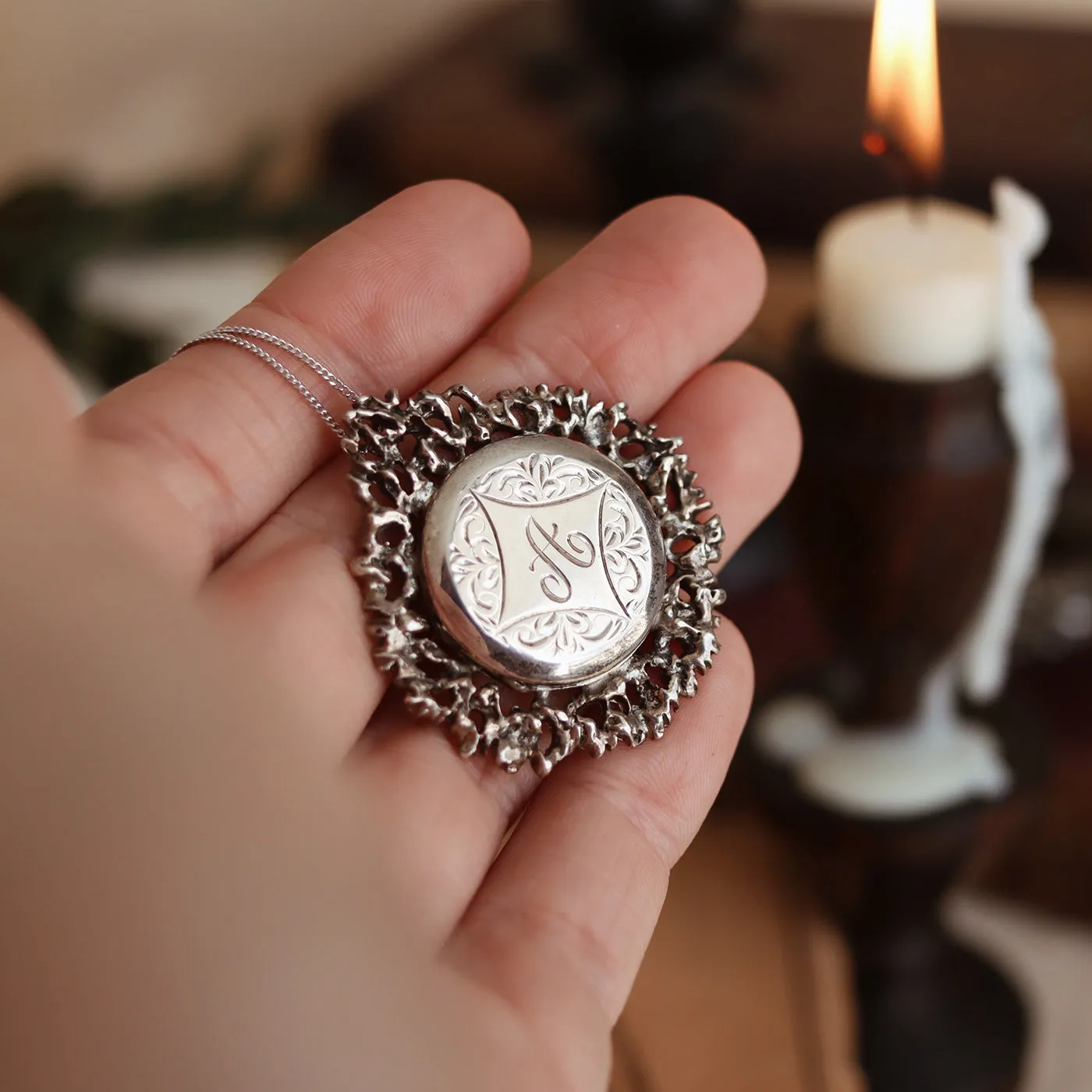 Vintage | Ornate "A" Locket Necklace