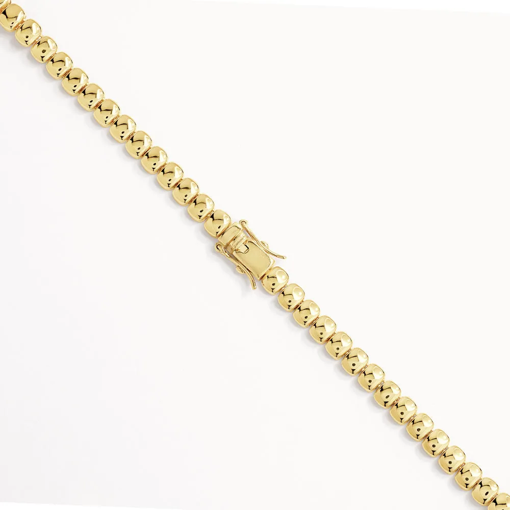 White Topaz Emerald Cut Tennis Necklace in Gold