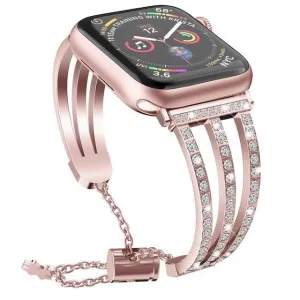 Women Diamond Strap for apple watch Series 7 6 5 4 Premium Shiny Steel
