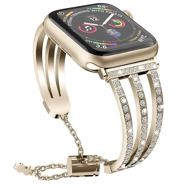 Women Diamond Strap for apple watch Series 7 6 5 4 Premium Shiny Steel